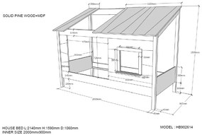 Pat copii Vipack (26) 90 X 200 CM ALB