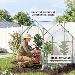 Outsunny Sera Cabina Portabila 6' x 3' x 6', Folie PE, Sera de Gradina cu Cadru de Otel, Usa cu Fermoar, Aerisire Superioara, pentru Flori, Legume, Puieti, Plante Tropicale, Verde | Aosom Romania