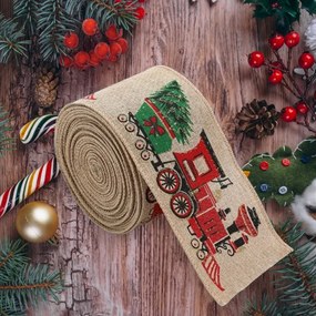 Funda de Craciun CHRISTMAS TRAIN 6,3 cm x 2 m, bej