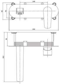 Baterie de cadă pentru instalare ascunsă Cersanit S951-337 MODUO crom lucios
