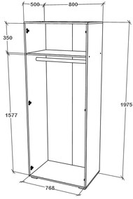 Dulap haaus Nero, 3 Usi, oglinda, Stejar Sonoma, 120 x 52 x 200 cm