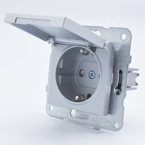 Priza simpla cu capac, 16A, protectie copii, IP20, Argintiu, Panasonic Arkedia Slim / Karre Plus