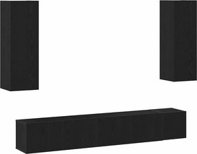 vidaXL Set comodă TV Pe perete 5 pcs Stejar Negru 160 x 30 x 30,5 cm