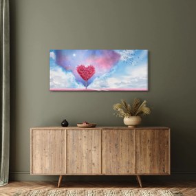 Tablou - Copac de inimă roz (120x50 cm)