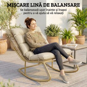 Outsunny Șezlong Balansoar Exterior, Șezut 63 cm, Pernă inclusă, Culoare Bej. | Aosom Romania
