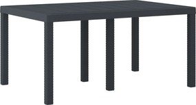 vidaXL Masă de Grădină Antracit 150 x 100 x 73 cm poliratan