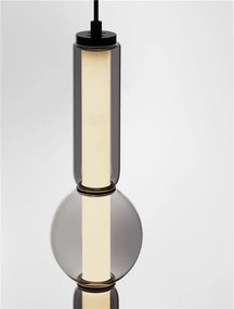Pendul LED modern, Metal, Negru, Sticla, Fumurie, Ulon