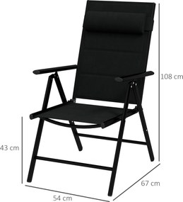 Outsunny Set 2 Scaune Pliabile Aluminiu pentru Terasă cu Spătar Ajustabil Gri | Aosom Romania