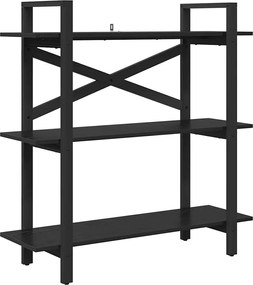 vidaXL Raft pentru cărți Stejar Negru 100 x 33,5 x 102 cm