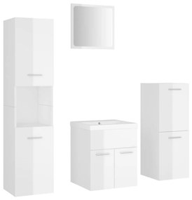 3071087 vidaXL Set mobilier de baie, alb extralucios, lemn prelucrat