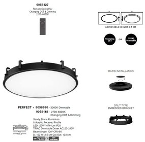 Plafoniera LED incastrabila reglabila PERFECT 100cm negru 3000K Dimmable