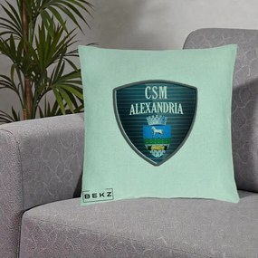 Perna Personalizata CSM Alexandria Fotbal, 40x40 cm, Verde Menta, Husa Detasabila, Perna Inclusa, BEKZ®