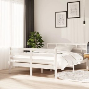 3101264 vidaXL Cadru de pat, alb, 140x190 cm, lemn masiv de pin
