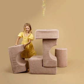 Teren de joacă din spumă crem 4 buc. din catifea reiată înălțime 30 cm 45x170 cm Montessori – Meowbaby