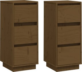 vidaXL Servante, 2 buc., maro miere, 32x34x75 cm, lemn masiv de pin