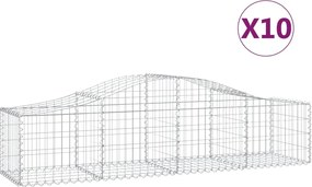 vidaXL Coșuri gabion arcuite 10 buc, 200x50x40/60 cm, fier galvanizat