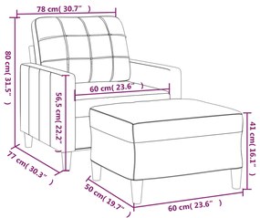 Fotoliu canapea cu taburet, maro, 60 cm, material textil Maro, 78 x 77 x 80 cm