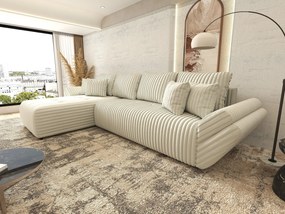 Colțar extensibil dumonde cu ladă de depozitare si sezut confortabil din spuma high-density, Berlin XL Ambience Ivory 350x185 cm