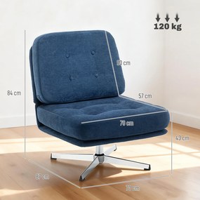 HOMCOM Fotoliu de Living Pivotant Îmbrăcat în Chenilă cu Șezut Lat, Fotoliu Modern pentru Dormitor cu Picioare Metalice, Albastru Închis | Aosom Romania