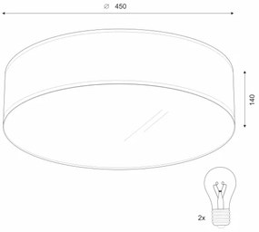Plafonieră SIRJA 2xE27/60W/230V, Ø 45 cm, albă