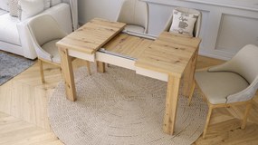 Mazzoni FONTE Stejar Artisan / Bej (Șampanie) - MASĂ CLASICĂ DE BUCĂTĂRIE/LIVING EXTENSIBILĂ PÂNĂ LA 130 cm!