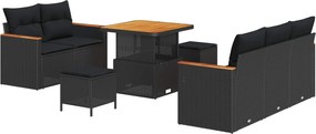 vidaXL Set de canapele pentru grădină 8 pcs Negru poliratan