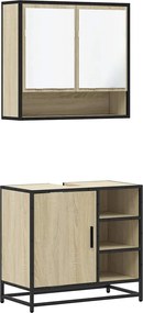 vidaXL Set mobilier de baie, 2 piese, stejar sonoma, lemn prelucrat