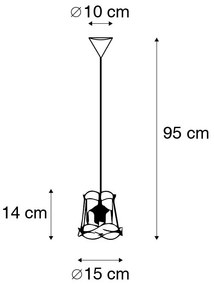 Lampă suspendată retro neagră 15 cm - Granny Frame