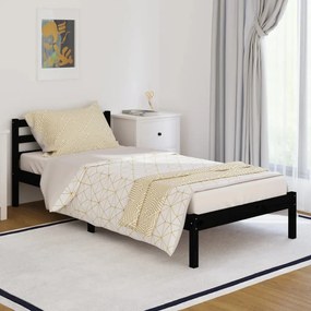 810419 vidaXL Cadru de pat, negru, 90x200 cm, lemn masiv de pin