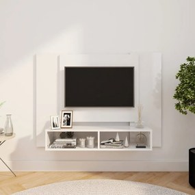 Comoda TV de perete, alb extralucios, 120x23,5x90 cm, PAL 1, Alb foarte lucios