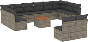 vidaXL Set mobilier de grădină cu perne, 13 piese, gri, poliratan