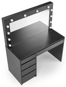 Masuta de toaleta cu oglinda si LED Hollywood XL - Negru
