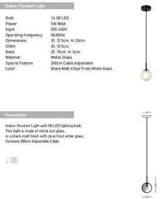 Pendul design decorativ Iris D-12,5cm frost-white
