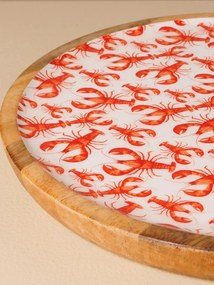 Tava pentru prajituri, din lemn de mango, cu capac din sticla, D30cm, Lobsters