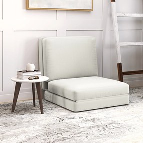 HOMCOM Fotoliu de podea pliabil cu pernă, canapea tapițată convertibilă, living, camera oaspeți, birou, 75 x 268 x 18 cm, alb crem | Aosom Romania