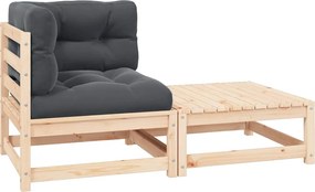 vidaXL Set mobilier de grădină cu perne, 2 piese, lemn masiv de pin