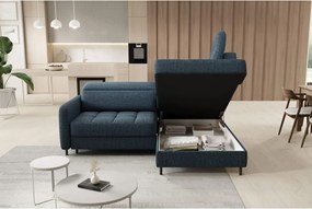 Colțar albastru extensibil/cu spațiu de depozitare cu tapițerie din catifea (cu colț pe partea dreaptă/în formă de ”L”) Barea – ELTAP