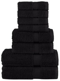 vidaXL Set de prosoape premium SOLUND, 8 piese, negru, 600 g/m²