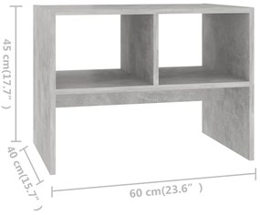 Masa laterala, gri, 60x40x45 cm, PAL 1, Gri beton