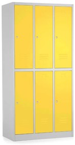 Dulap metalic - 6 cutii, 90 x 45 x 185 cm, incuietoare cilindrica, galben - ral 1023