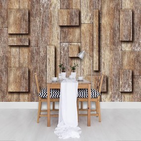 Fototapet - Scănduri din lemn și pătrate (254x184 cm), în 8 de alte dimensiuni noi