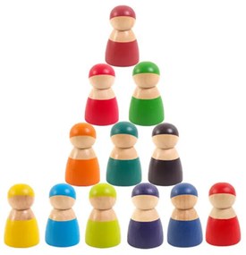12 figurine Montessori colorate din lemn