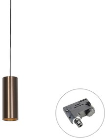 Lampă suspendată de design bronz închis, inclusiv adaptor de șină trifazat - Tubo trifazat