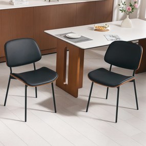 HOMCOM Set de 2 scaune de dining, stil retro clasic, cadru din lemn curbat, pentru living, dormitor, bucătărie, negru | Aosom Romania