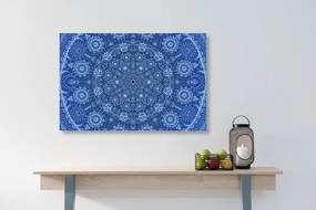 Tablou Mandala ornamentală cu dantelă în culoarea albastră
