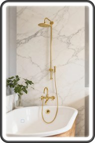 HOMCOM Oglindă de baie LED 90 x 60 cm, lumini, 3 culori, reglabilă, funcție memorie, orizontală și verticală, negru | Aosom Romania