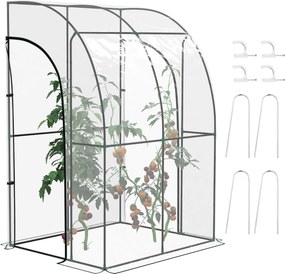 Outsunny Seră de Grădină adosată seră adosată 2 uși rulante cu fermoar oțel PVC transparent | Aosom Romania