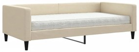 3196569 vidaXL Pat de zi cu saltea, crem, 100x200 cm, textil