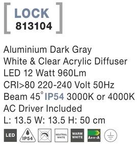 Stalp LED pentru iluminat exterior IP54 LOCK NVL-813104