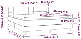 Pat box spring cu saltea, crem, 160x200 cm, material textil Crem, 160 x 200 cm, Cu blocuri patrate